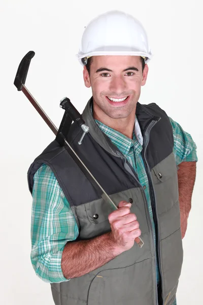 Man holding calipers — Stock Photo, Image