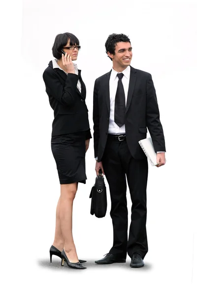 Бизнесмен и бизнесмен ждут клиента — стоковое фото