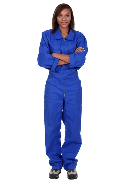 Woman wearing a boilersuit — Stock Photo, Image