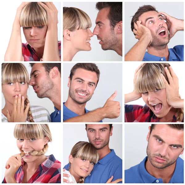 Mosaic of couple displaying variety of emotions — Stock Photo, Image