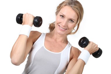 Woman lifting weights clipart