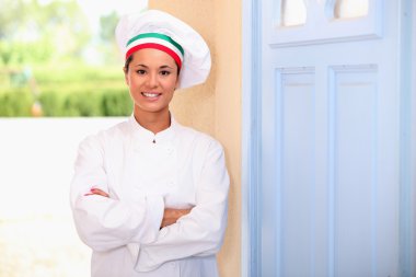 Chef standing in doorway clipart