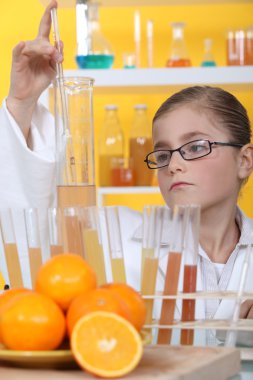 Schoolgirl dressed as biologist clipart