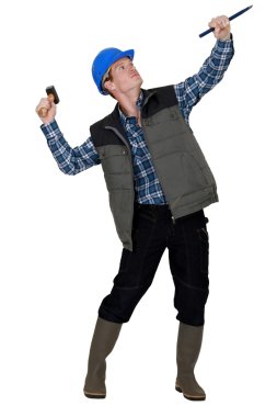 Man with hammer and chisel clipart