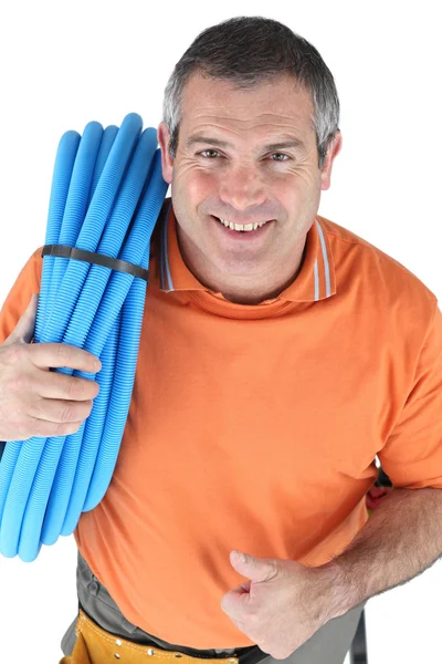 Plumber with his thumbs up — Stock Photo, Image