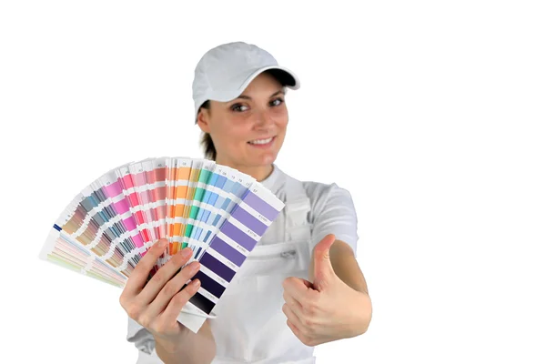Žena s barevnou stupnicí — Stock fotografie