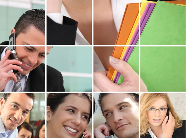 Business employees at phone — Stock Photo, Image