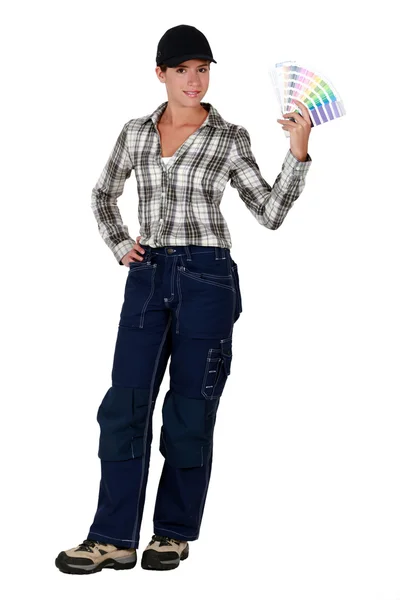 Woman with color charts — Stock Photo, Image