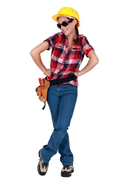 Pretty girl ready for diy — Stock Photo, Image