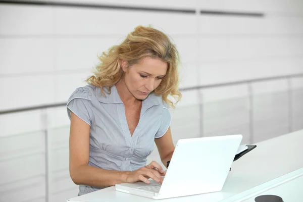 Nő dolgozik laptop — Stock Fotó