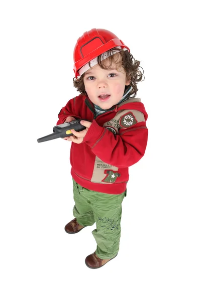 Маленький хлопчик, одягнений як лісник — стокове фото