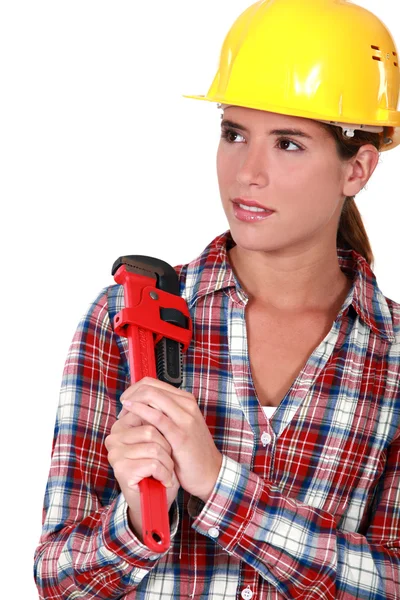 A cute female plumber. — Stockfoto