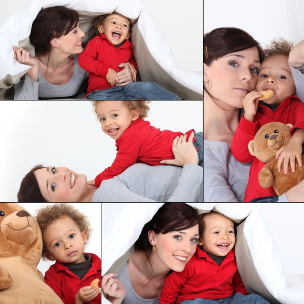 Una madre e suo figlio di 2 anni che giocano insieme — Foto Stock