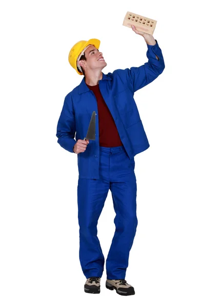 Full-length shot of a bricklayer — Stock Photo, Image