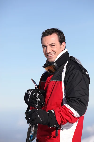 Portrait of a smiling male skier — Stock Photo, Image