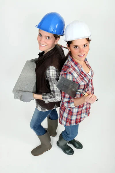 Dois pedreiros femininos — Fotografia de Stock