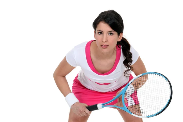 Mujer con raqueta de tenis —  Fotos de Stock