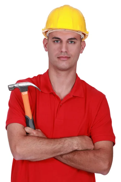 Trabalhador com martelo — Fotografia de Stock