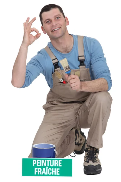 stock image Painter giving the a-ok sign