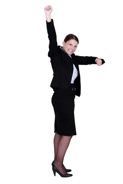 Geschäftsfrau feiert — Stockfoto