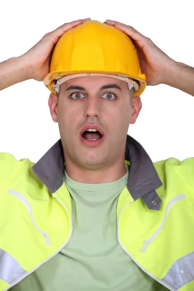 A construction worker who made a mistake. — Stock Photo, Image