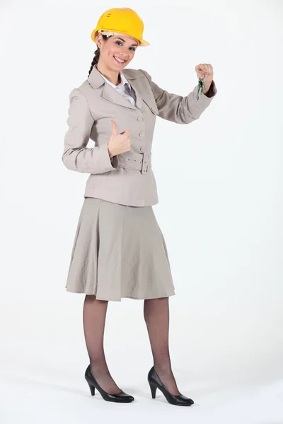 Thumbs up from a female architect — Stock Photo, Image