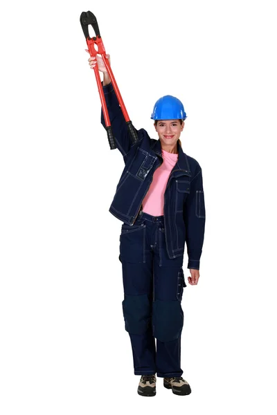 Confident woman with boltcutters — Stock Photo, Image