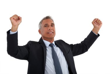 Businessman rejoicing clipart