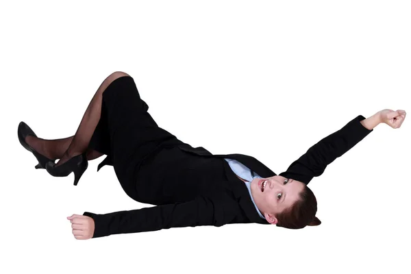 Empresária rolando no chão — Fotografia de Stock