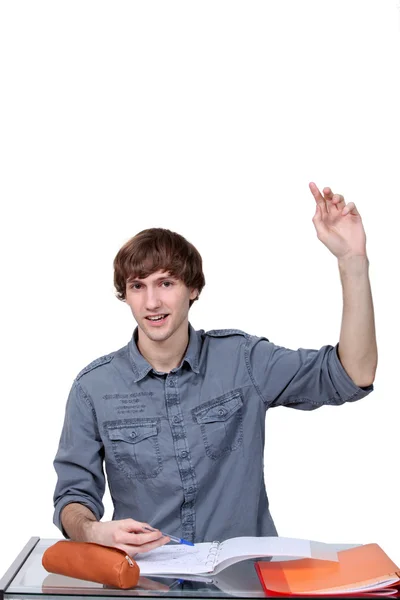 Male student asking a question — Stock Photo, Image