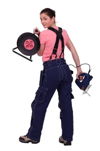 Young woman construction worker Stock Image