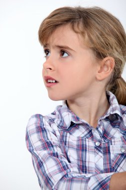 Little girl worried clipart