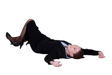 Businesswoman lying on the floor clipart