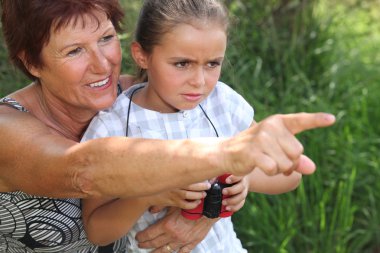 Grandmother and granddaughter clipart