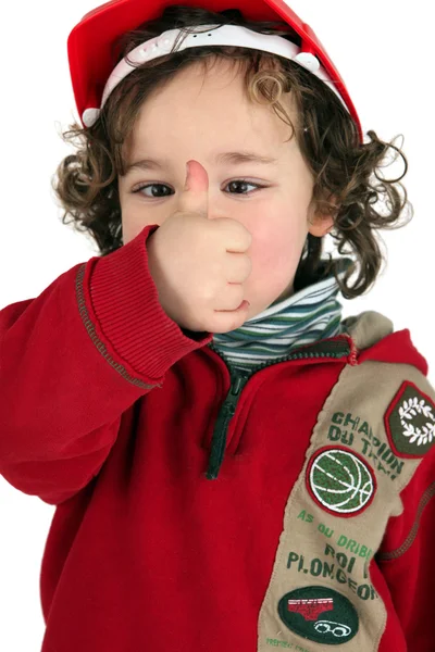 Lovely little boy with thumb up — Stock Photo, Image