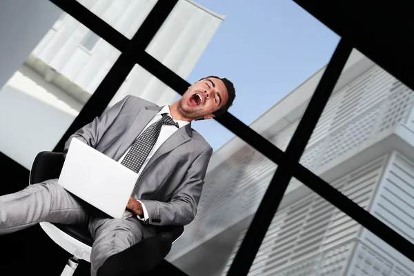 stock image Businessman laughing hysterically