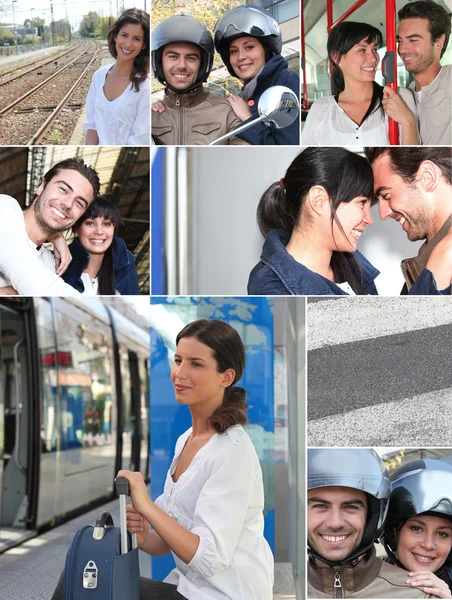 Mosaic of different means of transportation — Stock Photo, Image