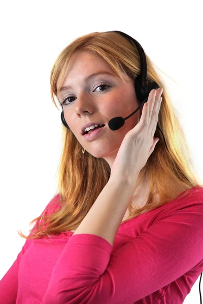 Young woman with headset — Stock Photo, Image