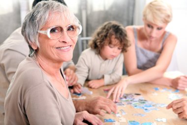 Family playing a game together clipart