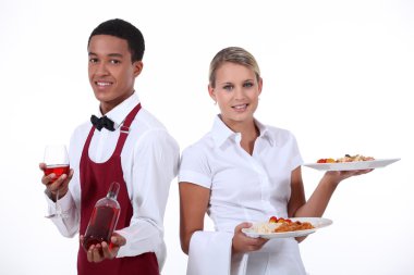 A couple of waiter. clipart