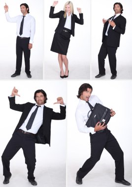 A collage of business professionals having fun clipart