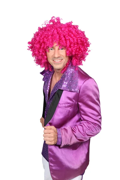 Personagem com peruca rosa — Fotografia de Stock