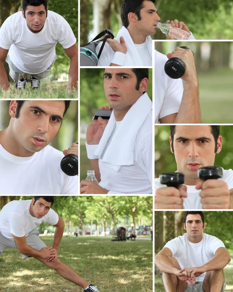 Healthy young man working out outdoors — Stock Photo, Image