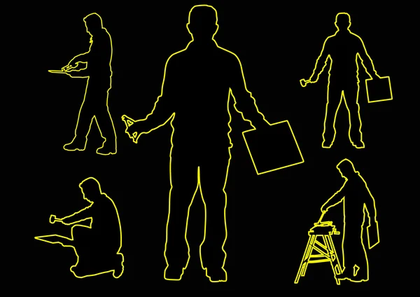 Male silhouettes with yellow outline — Stock Photo, Image