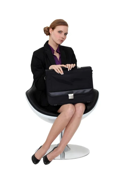 Shy applicant waiting in an armchair — Stock Photo, Image
