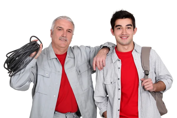Baba ve oğul elektrikçiler — Stok fotoğraf