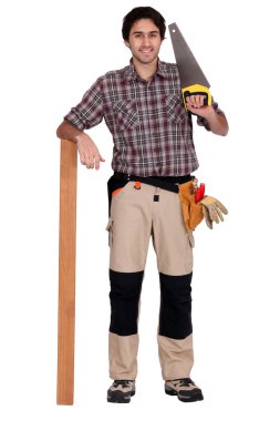 Carpenter with Saw clipart