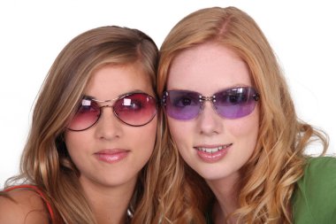 Girls with sunglasses clipart