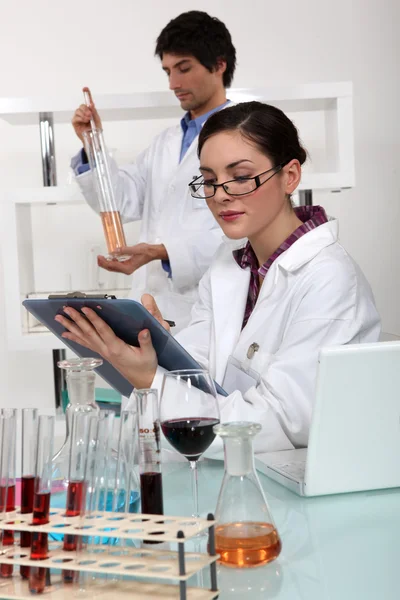 Especialistas em vinhos em um laboratório — Fotografia de Stock
