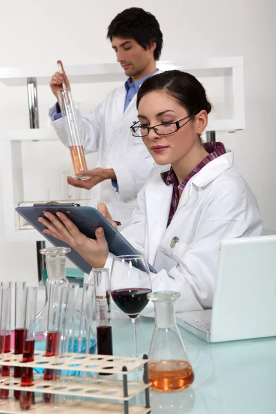 Expertos en vinos en un laboratorio — Foto de Stock